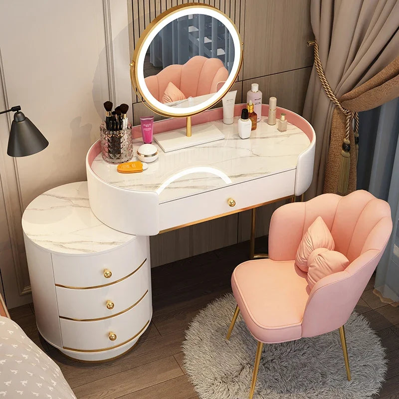 Pink White Vanity Table Women Luxury Nail European
