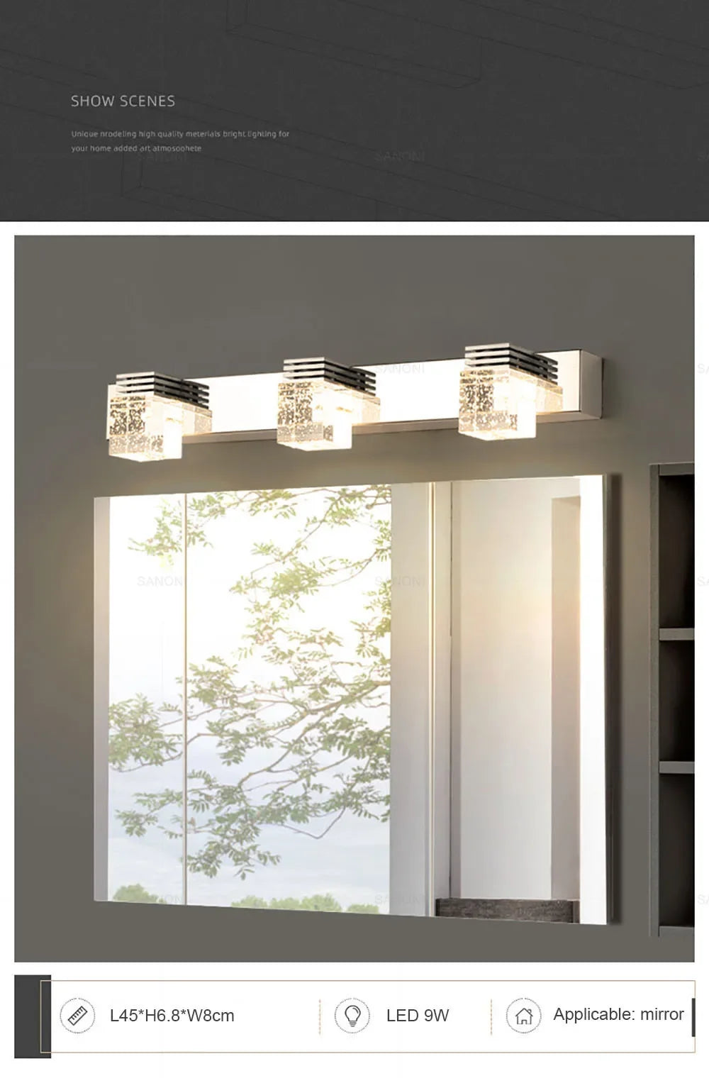 Modern Led Wall Lamp Crystal Sconce Living Dining