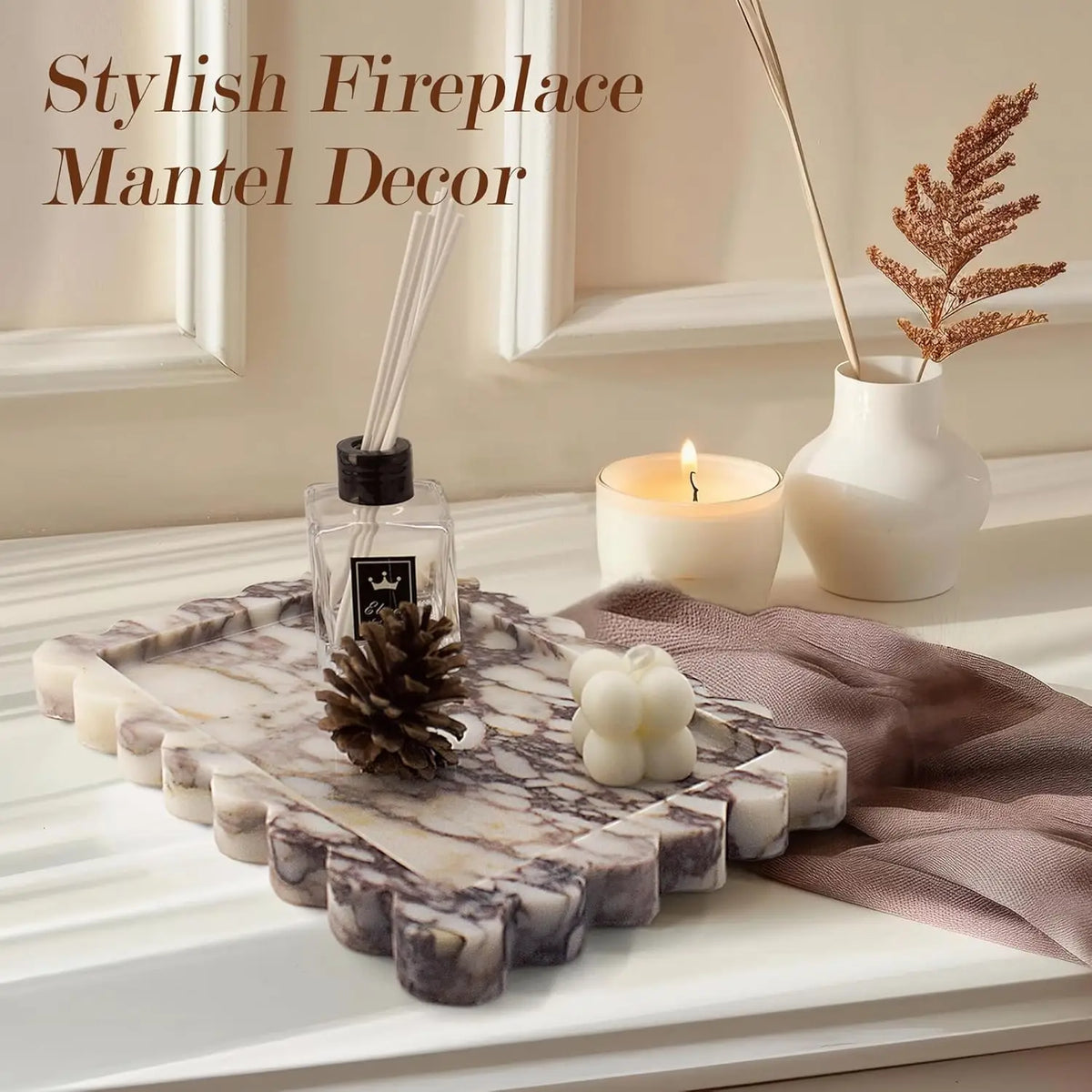 Calacatta Viola Scalloped Marble Tray Natural Marble Stone