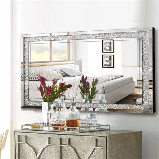 120x60cm Crystal Crush Diamond Wall Mirror Gorgeous
