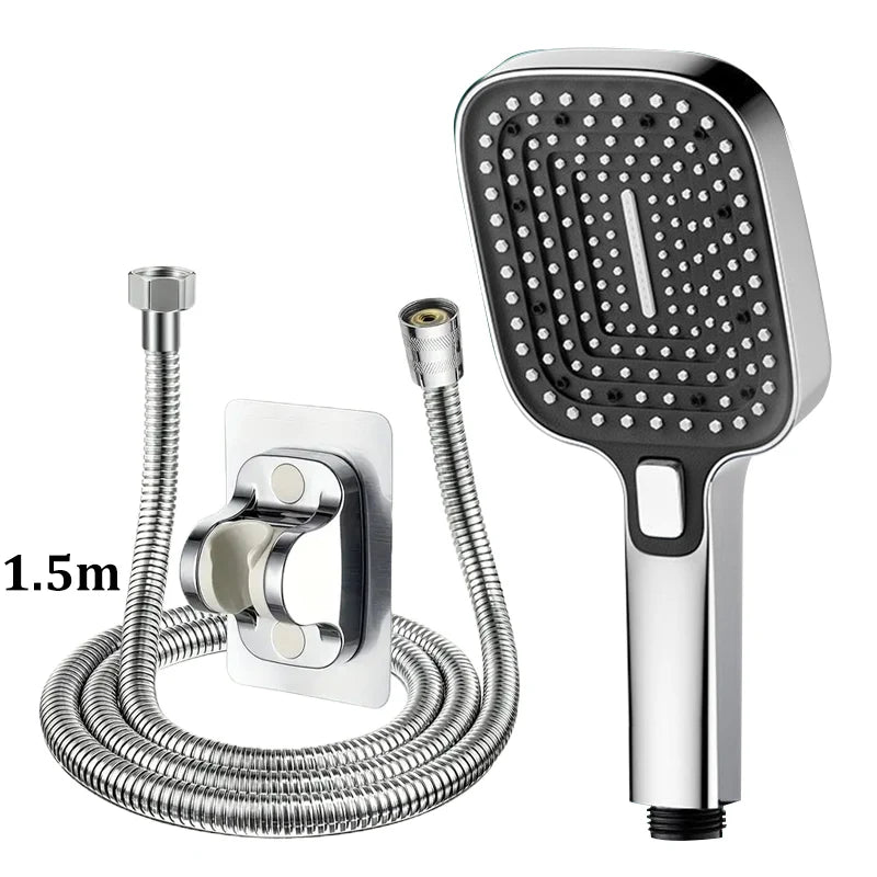 Square 3-Mode Pressurized Shower Head Large Panel Bathroom