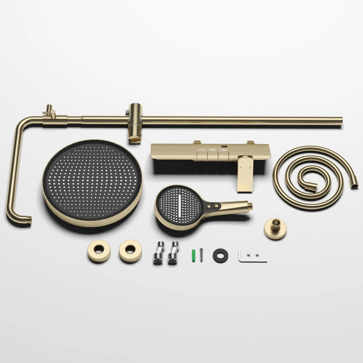 Brushed Gold Piano Bathroom Shower System Faucet 12