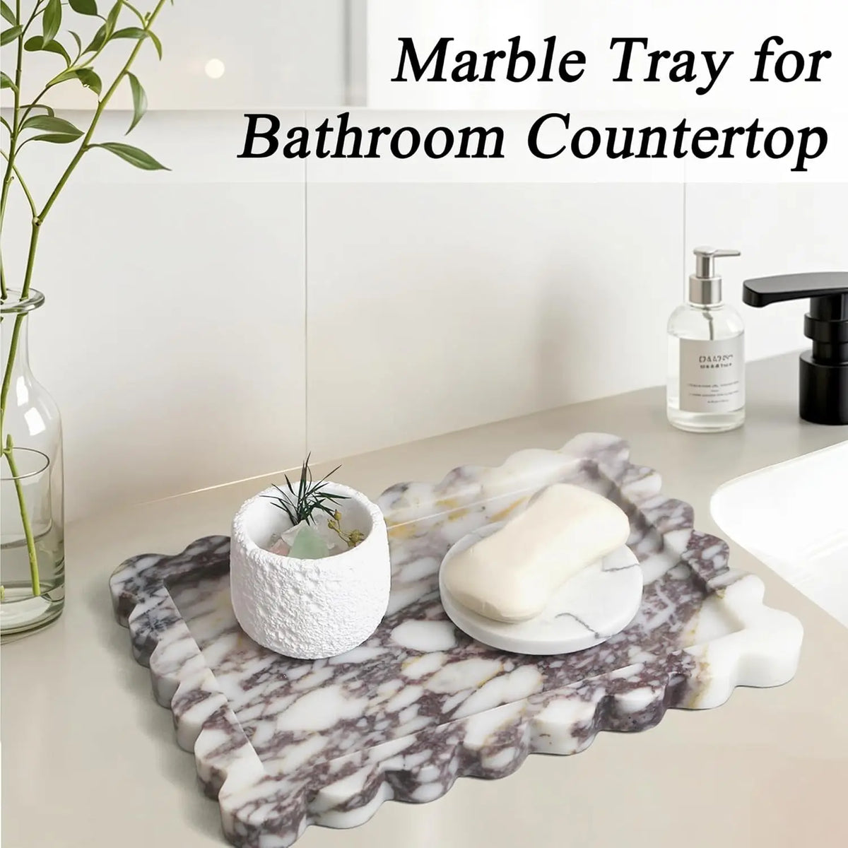 Calacatta Viola Scalloped Marble Tray Natural Marble Stone