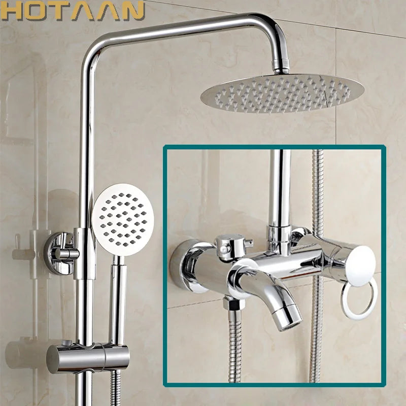 Bathroom Rainfall Shower Faucet Mixer Tap Hand Sprayer