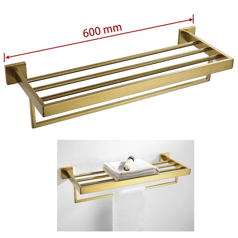 Gold Brushed Bathroom Hardware Towel Bar Rail Toilet