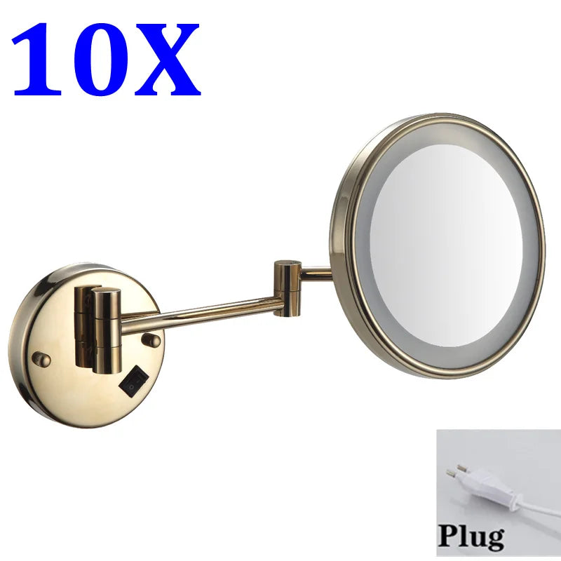 Rechargeable Led Folding Bathroom Makeup Mirror Wall Mounted