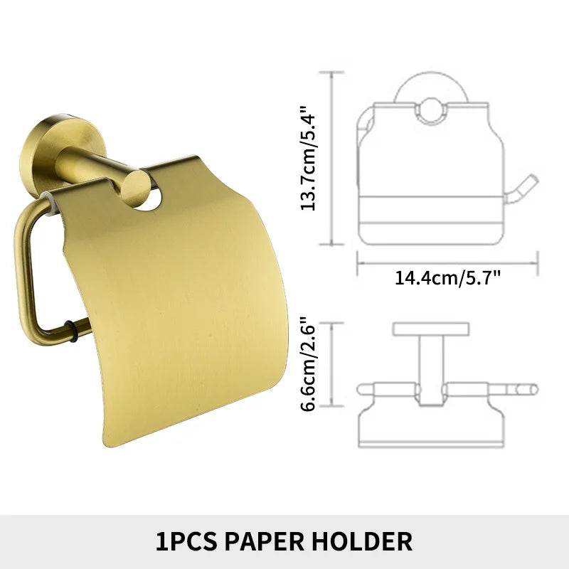 Bathroom Hardware Brushed Gold Toilet Brush Holder Robe