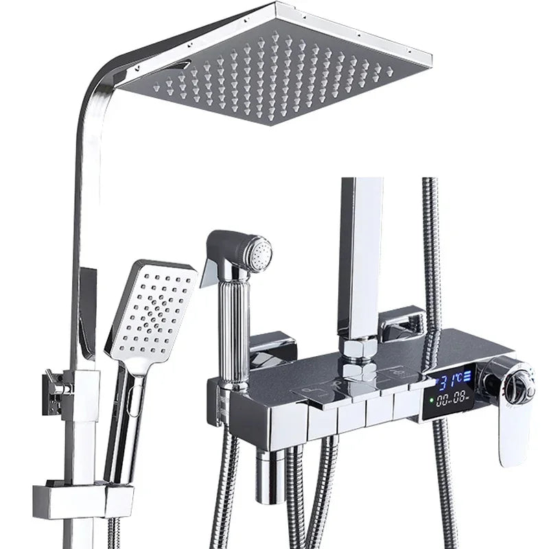 Brushed Gold Piano Digital Shower System Cold Brass