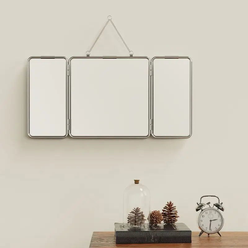 Square Modern Wall Mirrors Trifold Bathroom Mirror Stainless