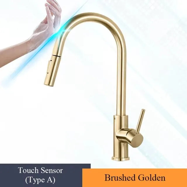 Zappo Gold Waterfall Faucet Roman Handheld Shower Deck