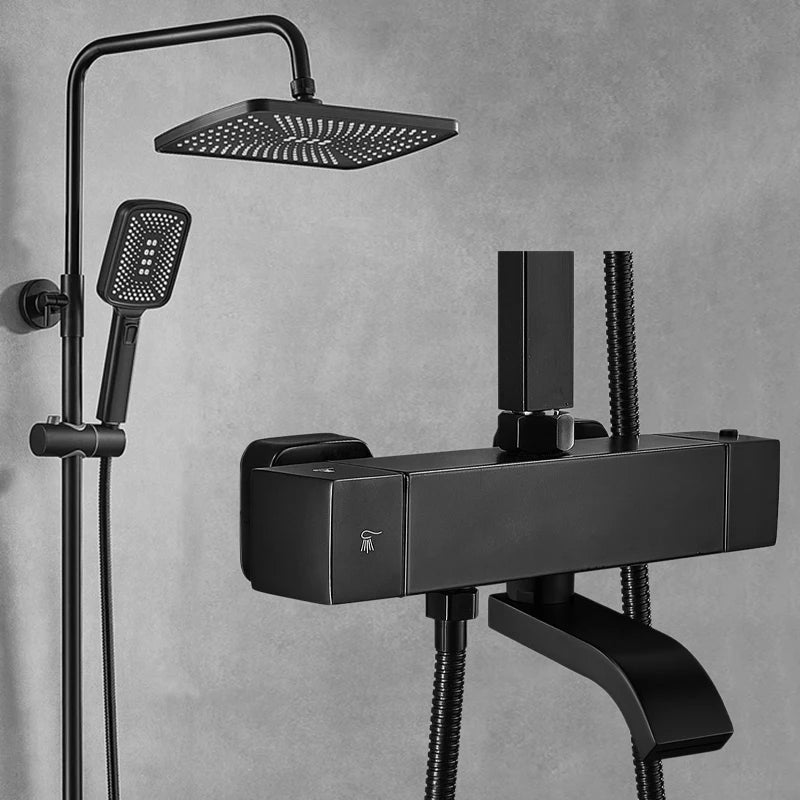 White Thermostatic Bathroom Shower 12 Inch Square Rain