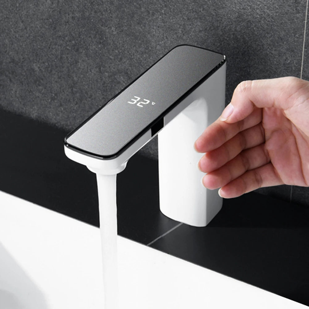 White Bathroom Basin Faucet Cold Water Mixer Deck