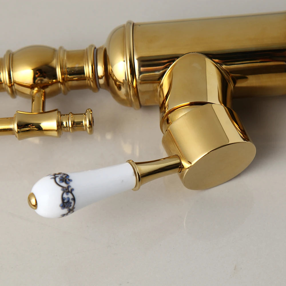 Kemaidi Golden Spring Pull Down Sink Faucet &