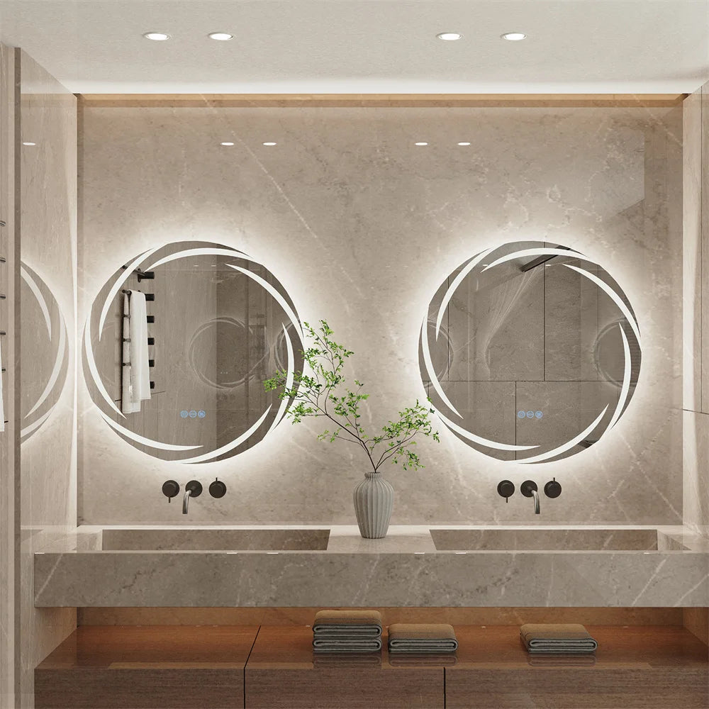 Luvodi Modern Led Bathroom Wall Mirror Circle Backlight