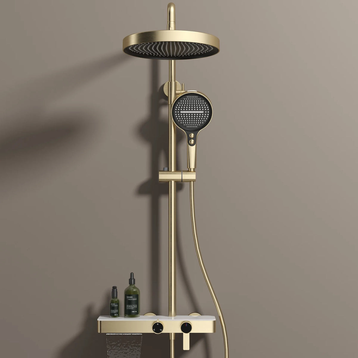 Kemaidi Rose Gold Bathroom Shower Rainfall Cold Control