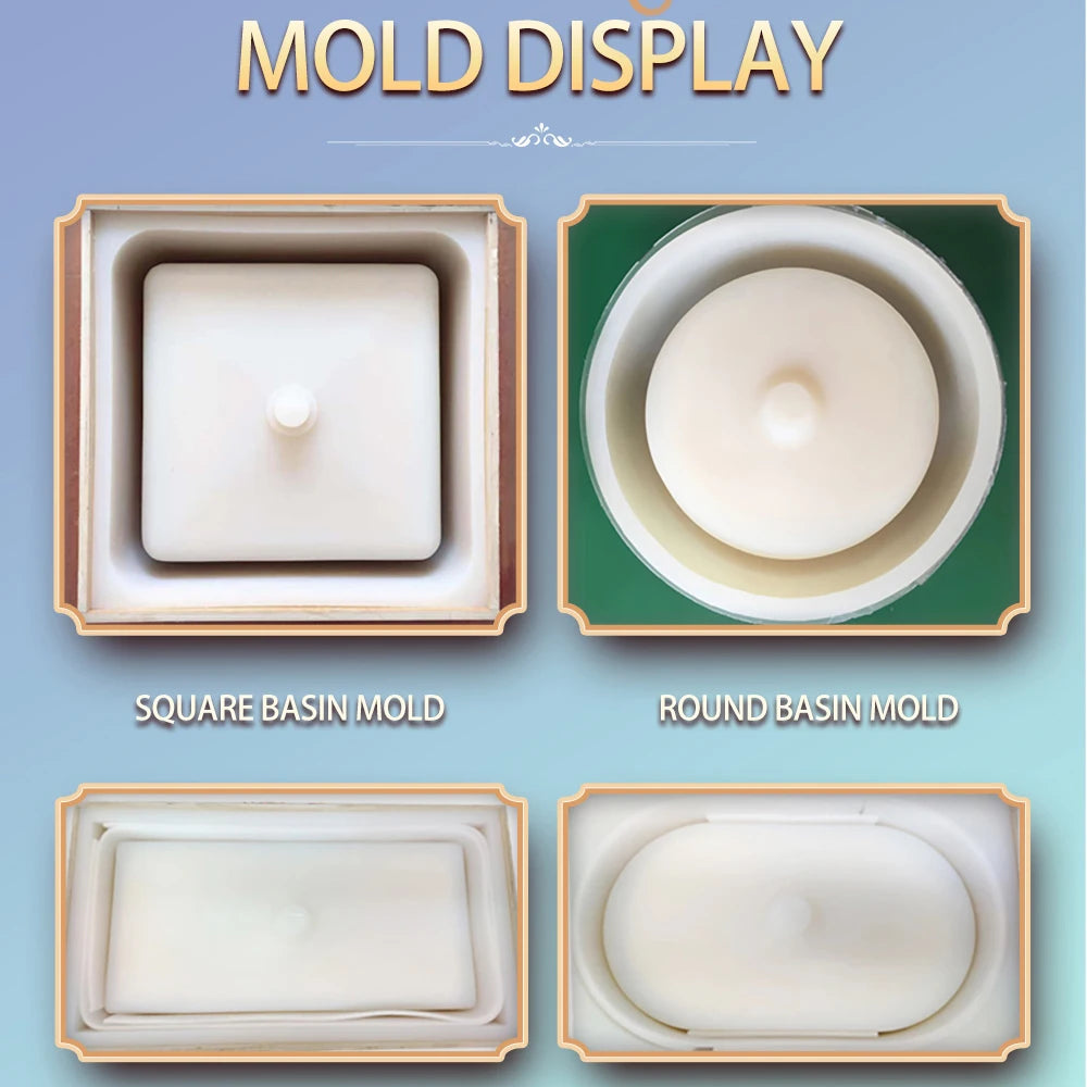 Circular Concrete Sink Silicone Mold Bathroom Square Sink