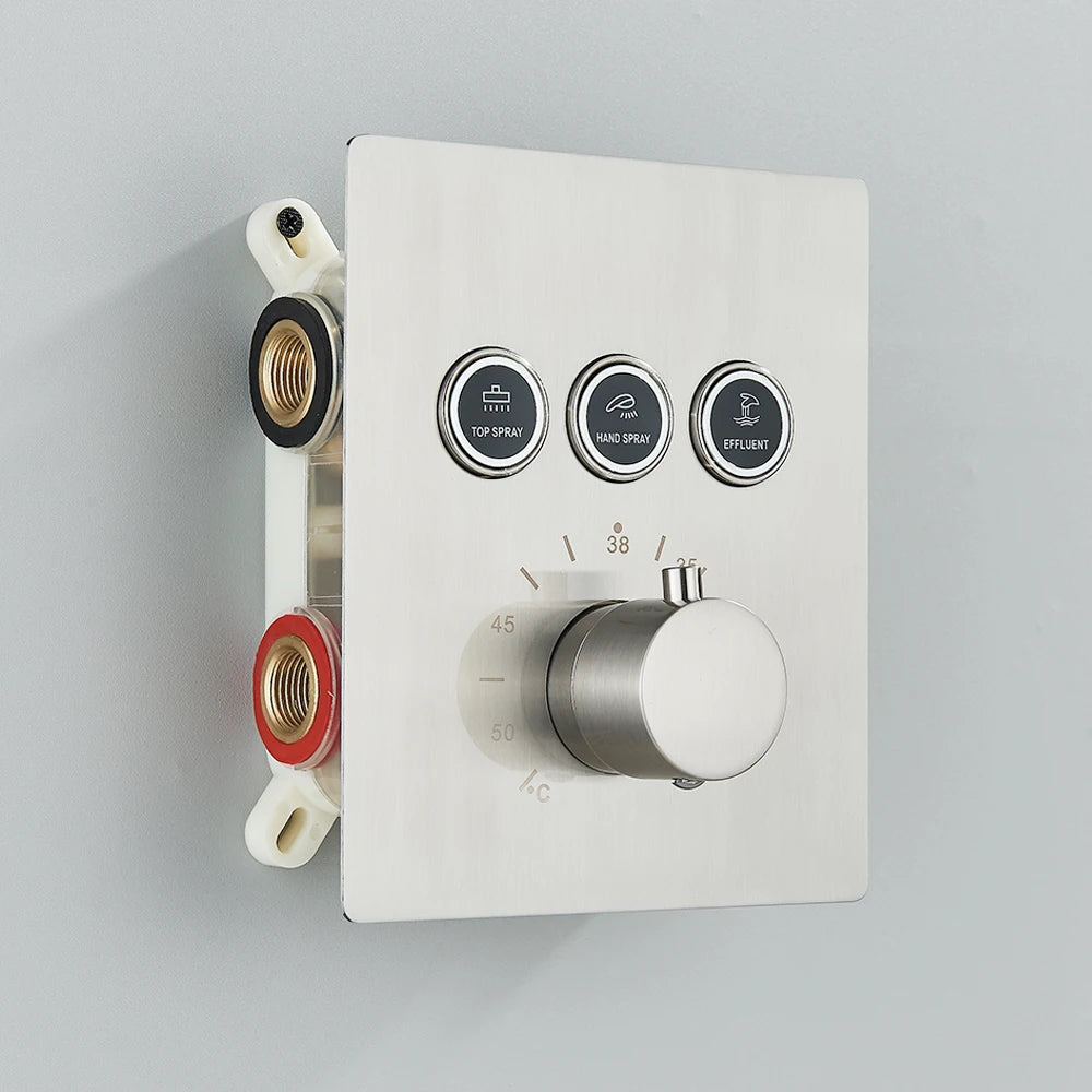Matte Black Way Thermostatic Mixer Valve Bathroom Concealed