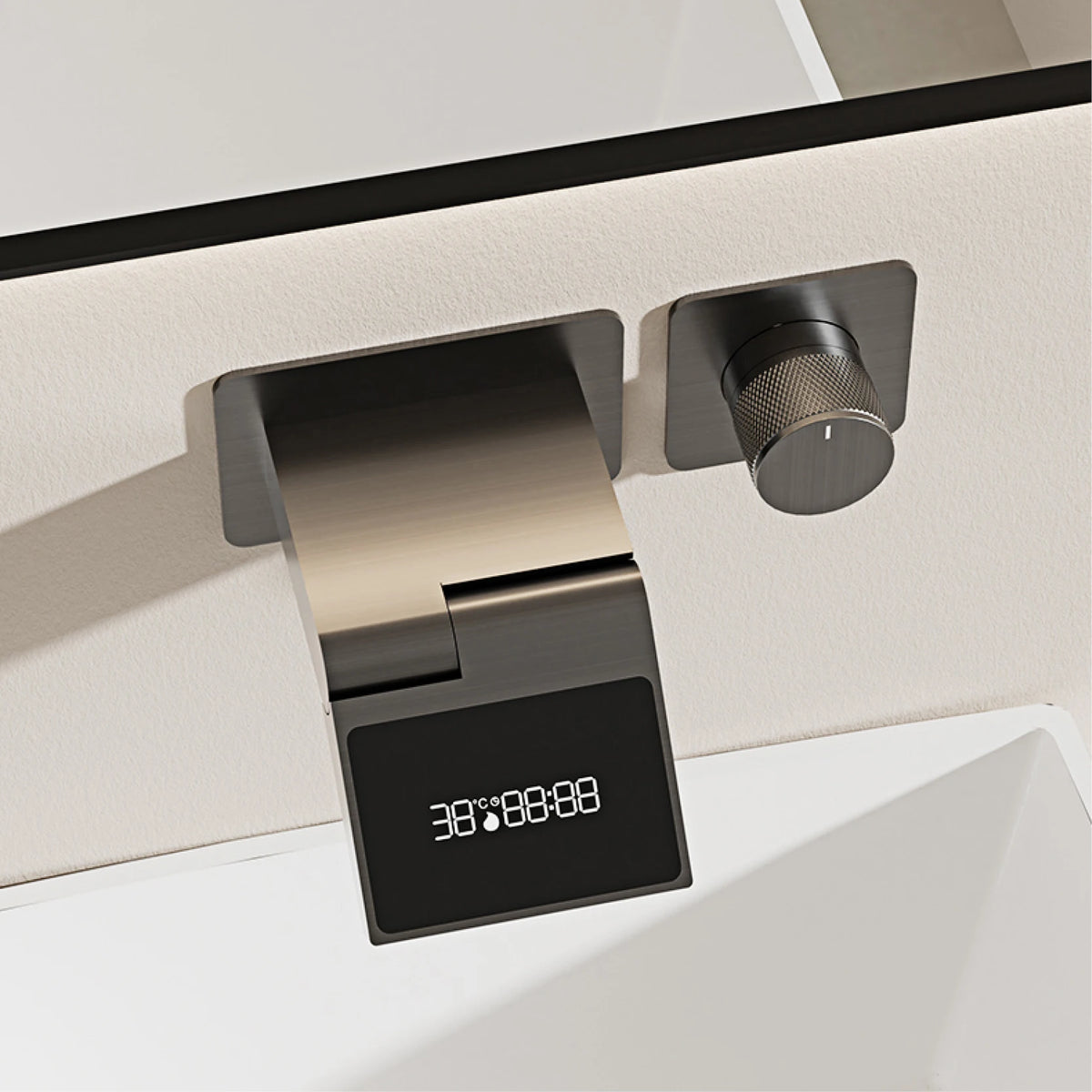 Intelligent Black Brass Bathroom Faucet Led Digital Display