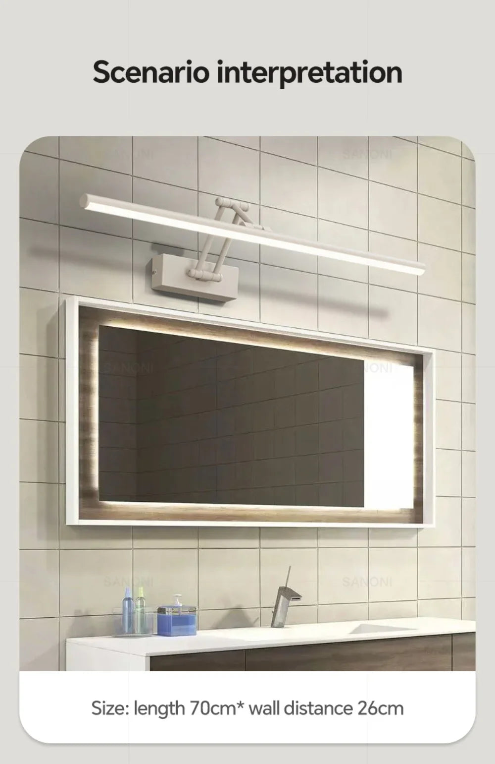 Dindalled Ip44 Bathroom Mirror Light Modern Retractable Led