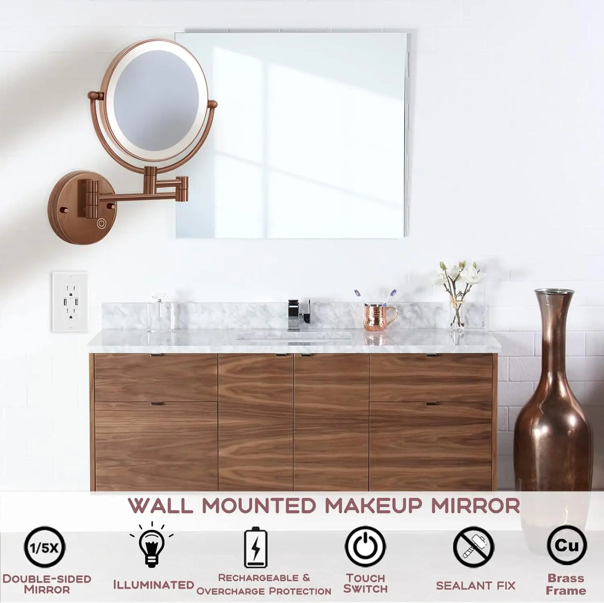 10x Magnifying Led Makeup Mirror Touch On Dual