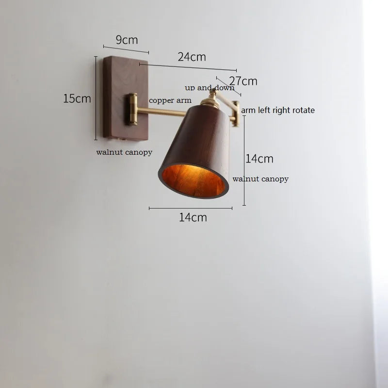 Iwhd Walnut Ash Wood Led Wall Lamp Sconce