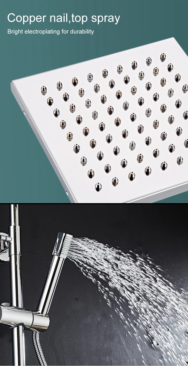 Bathroom Shower Black/Chrome Plated Circular Copper Pressure