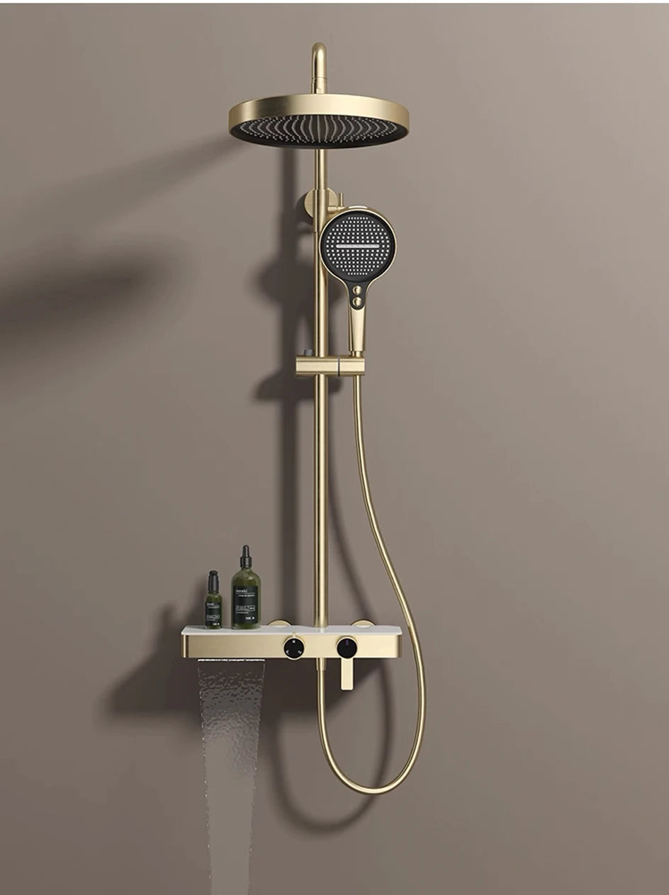 Brushed Gold Bathroom Shower Quality Brass Cold Bathroom