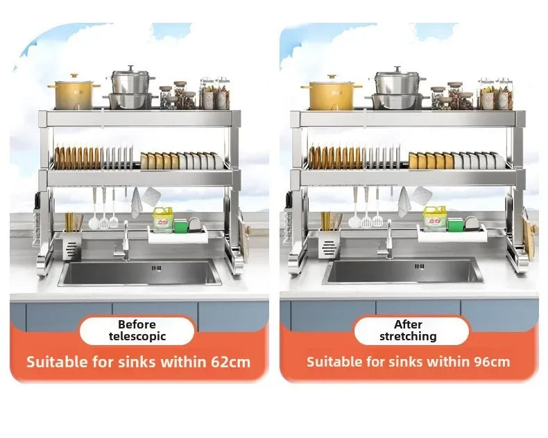 304 Stainless Steel Sink Storage Rack Layers Shelf