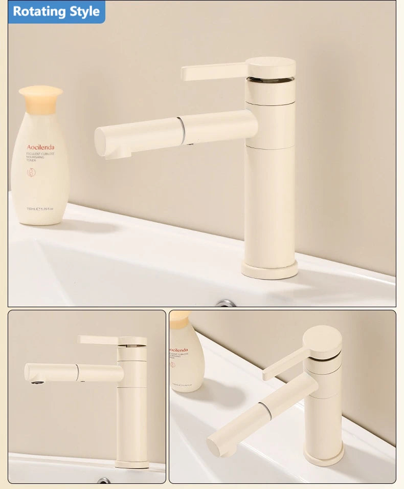 Milk White Handle Deck Mounted Basin Sink Faucet