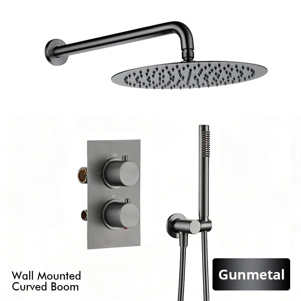 Bathroom Faucet Dial Way Brushed Gold Thermostat Shower