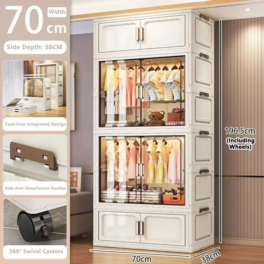 Multi-Functional Folding Storage Cabinet Doors White/Black/Gray