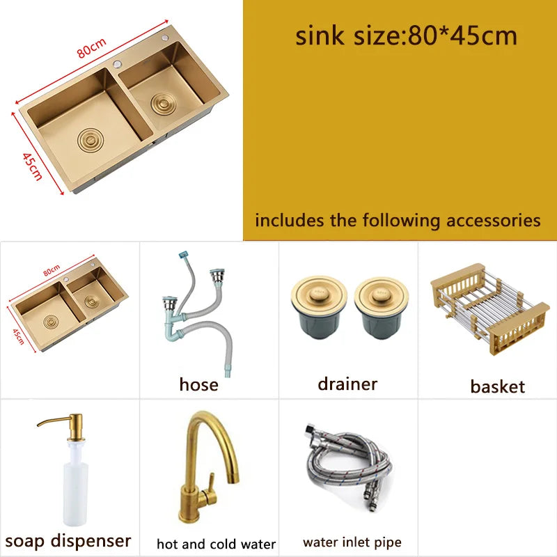 Gold Sink Above Counter Double Bowl Goldn Basket