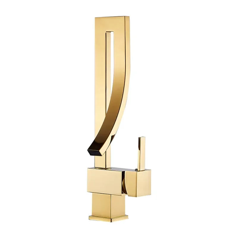 Brass Core Modern Bathroom Sink Faucet Handle Deck