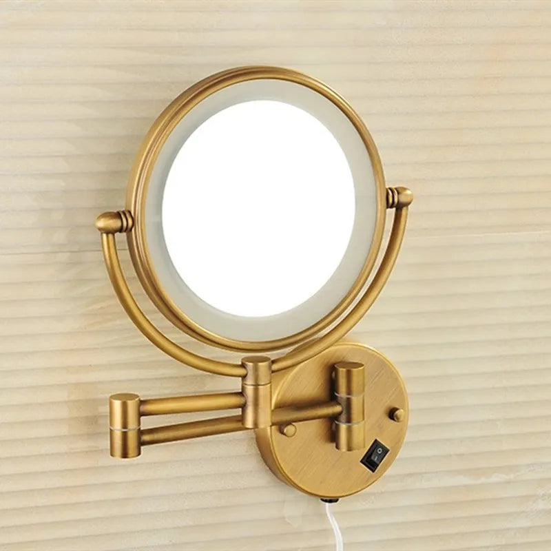 5x Magnifying Led Folding Bathroom Mirrors Wall Mounted