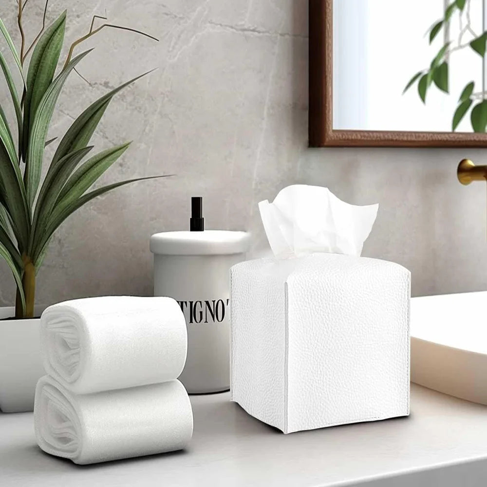 Modern Pu Leather Square Tissue Box Cover Holder-Decorative