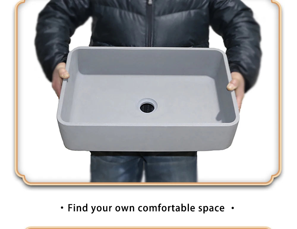 Circular Concrete Sink Silicone Mold Bathroom Square Sink