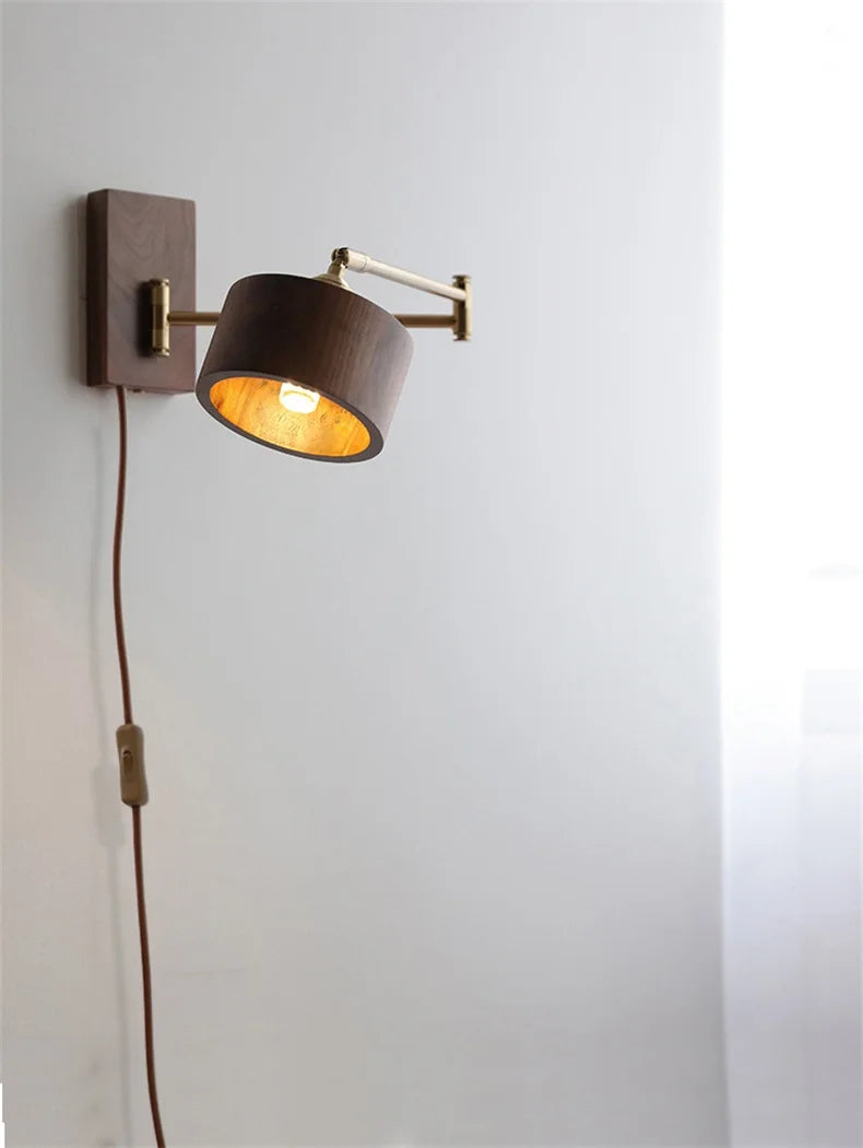 Iwhd Walnut Ash Wood Led Wall Lamp Sconce