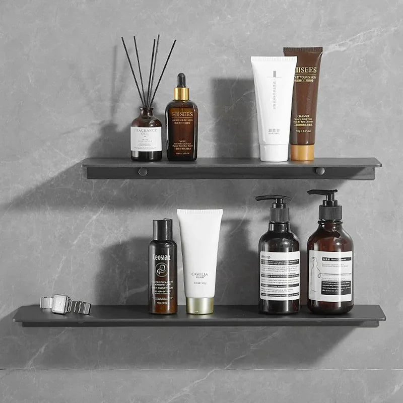 Gunmetal Grey Bathroom Toilet Shelf Wall-Mounted Perforated