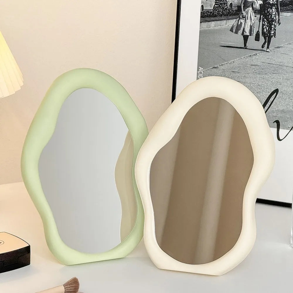 1pc Cream Style Makeup Mirror Decorative Irregular Simple