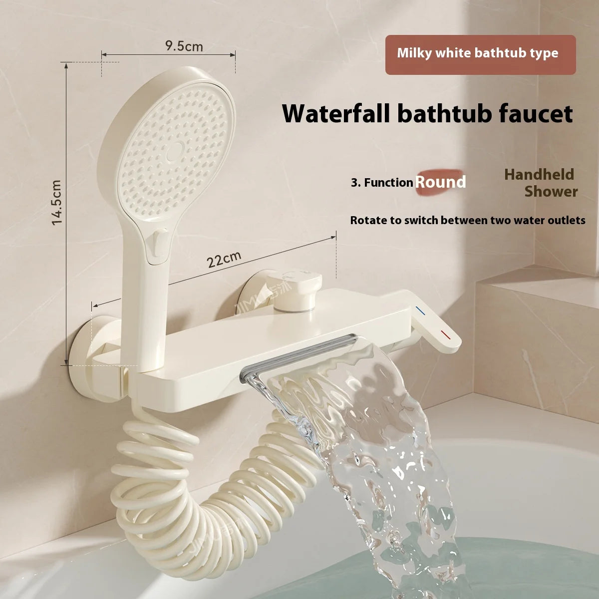 Cream Style Solid Brass Wall Mounted Bathtub Faucet