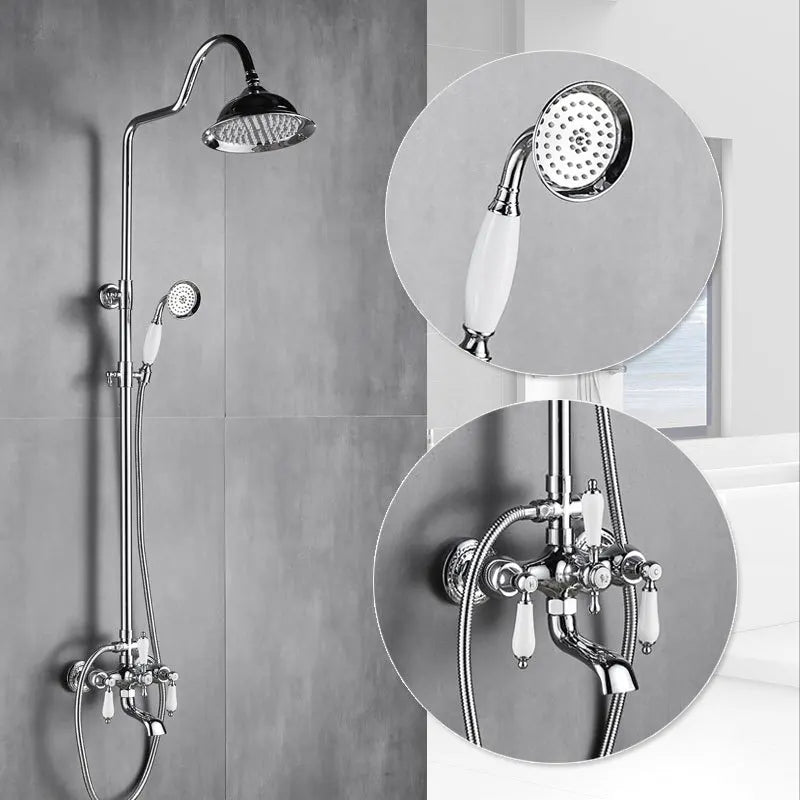 Bathroom Bathtub Faucet Wall Mounted Classical Style Brass