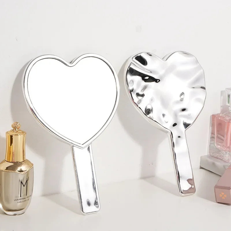 Eyelash Extensions Handheld Mirror Heart Shape Vanity Mirror