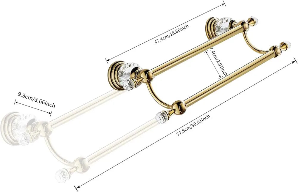 Luxury Crystal Gold Bathroom Hardware Wall Mounted Retractable