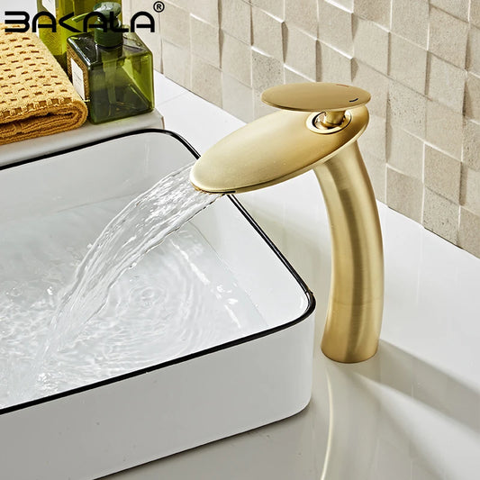 Bakalawaterfall Wash Basin Brass High Low Faucet Black