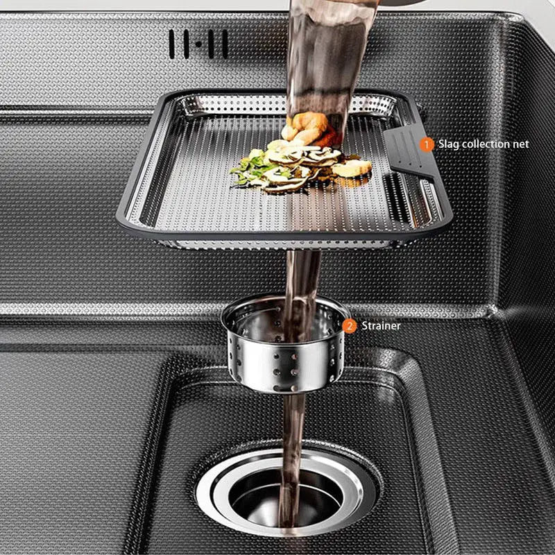Large Single-Basin Sink Drain Smart Sink Nano-Embossed Slag