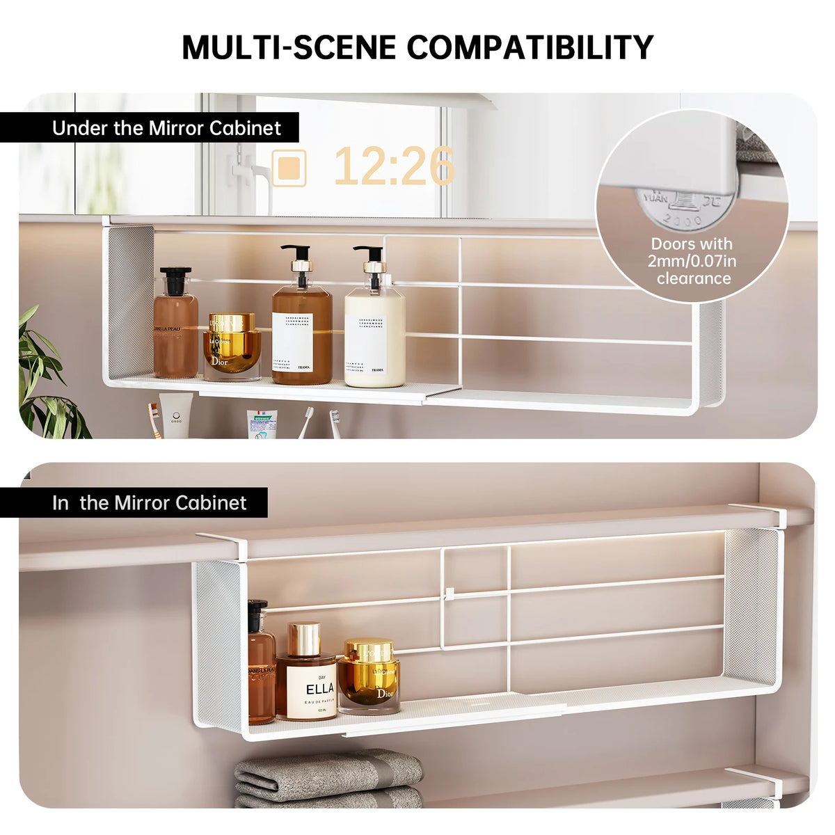 Mirror Cabinet Storage Box Layered Partitions Hanging Basket