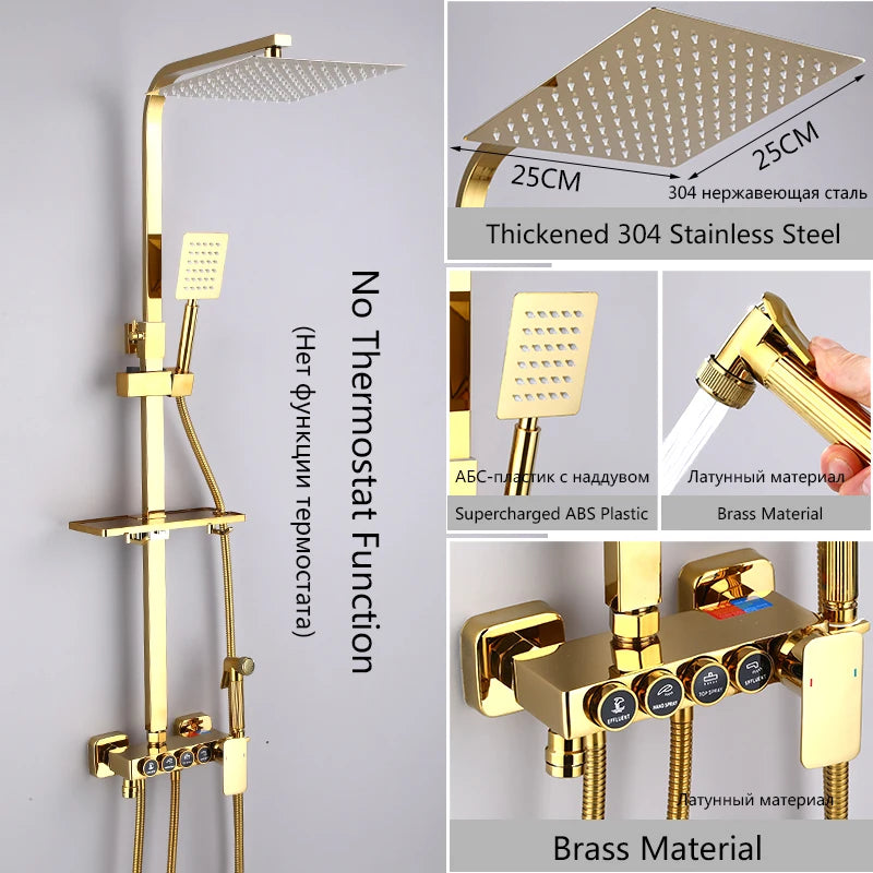 Oxg Bright Golden Shower Faucets Bathroom Shower Mixer