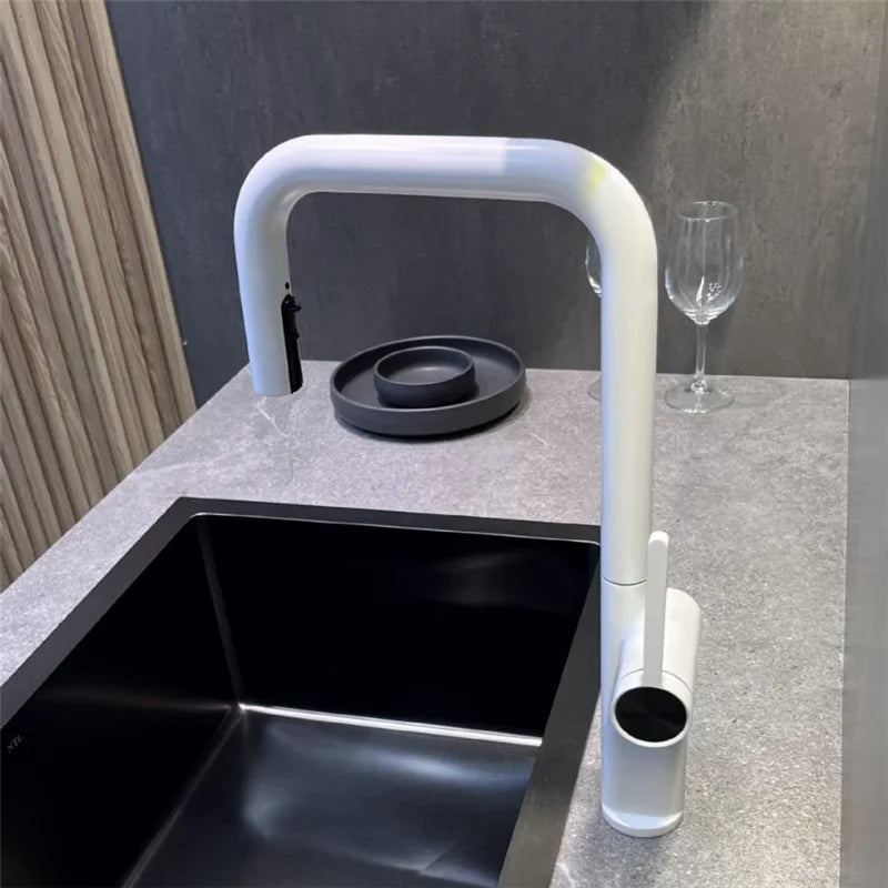 Brushed Gold Pull Out Faucets Brass Rose Gold