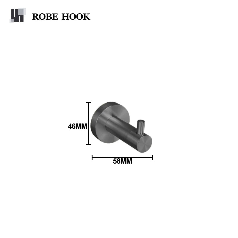 Grey Bathroom Hardware Kit Stainless Steel Round Wall