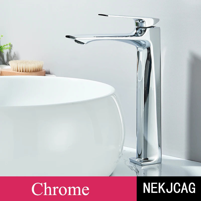 Brass Core Modern Bathroom Sink Faucet Handle Deck